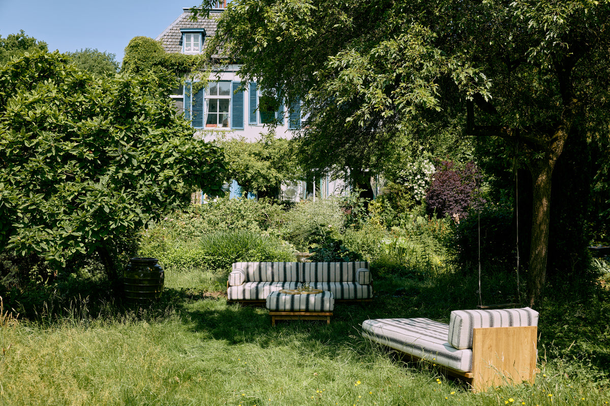 Daybed da esterno in teak, chalkstripe