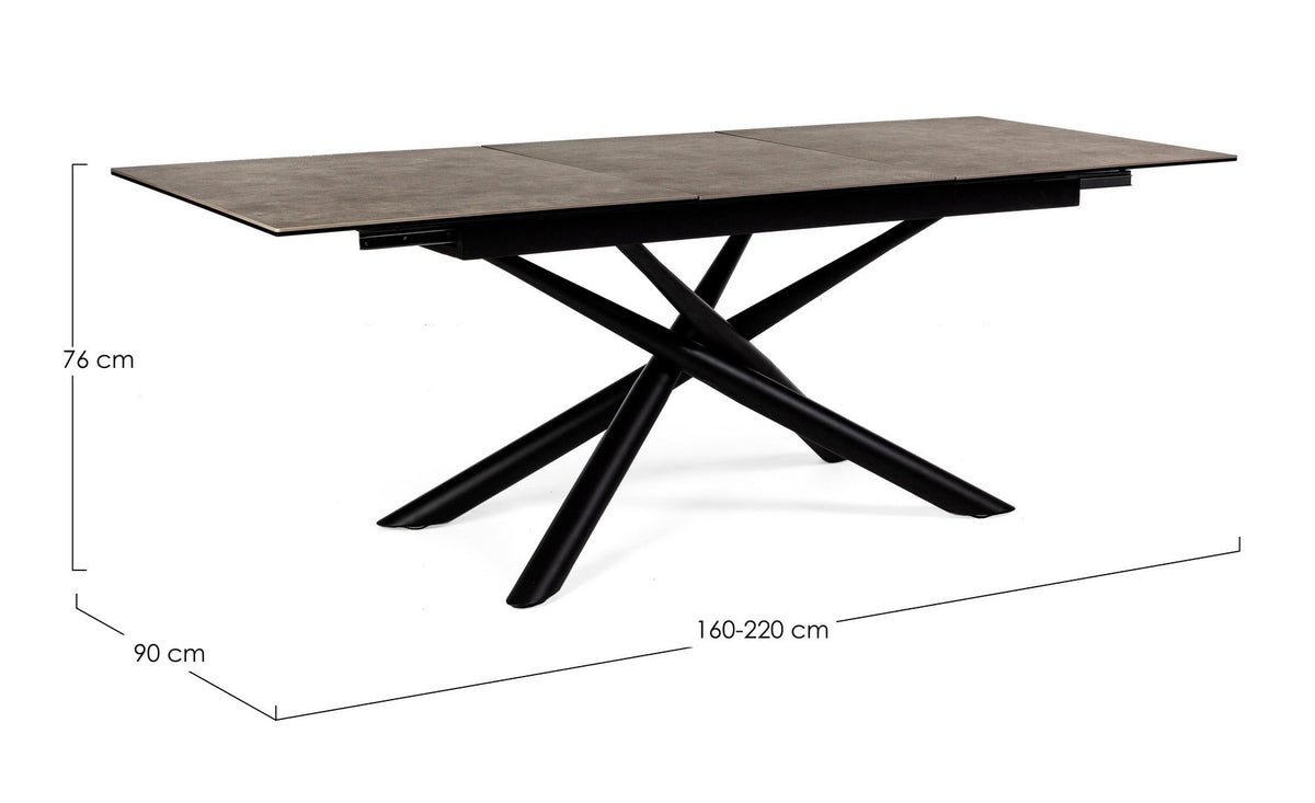 Tavolo allungabile in ceramica su vetro temperato 160-220x90 cm