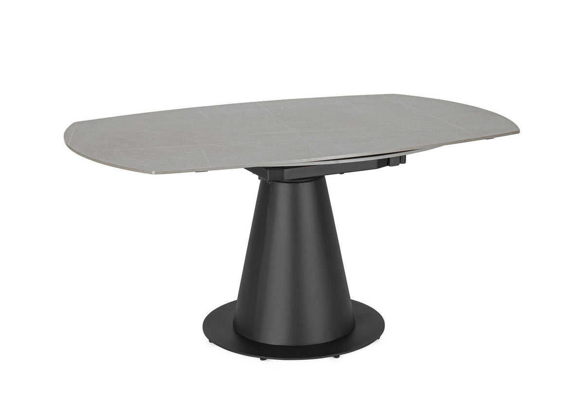 Tavolo allungabile da ovale a rotondo in gres effetto marmo 160x102 cm