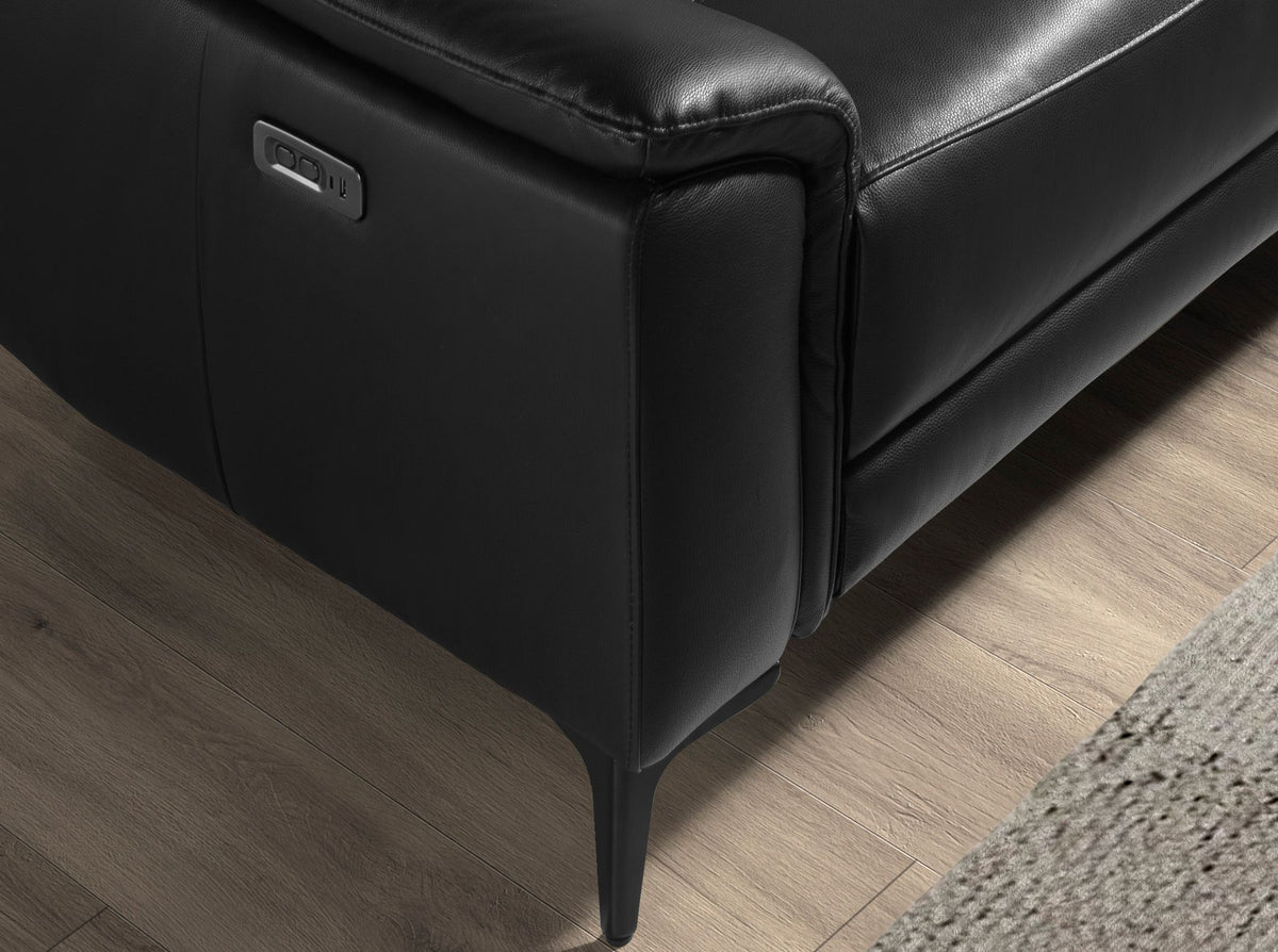 Divano relax con chaise longue destro in pelle nera