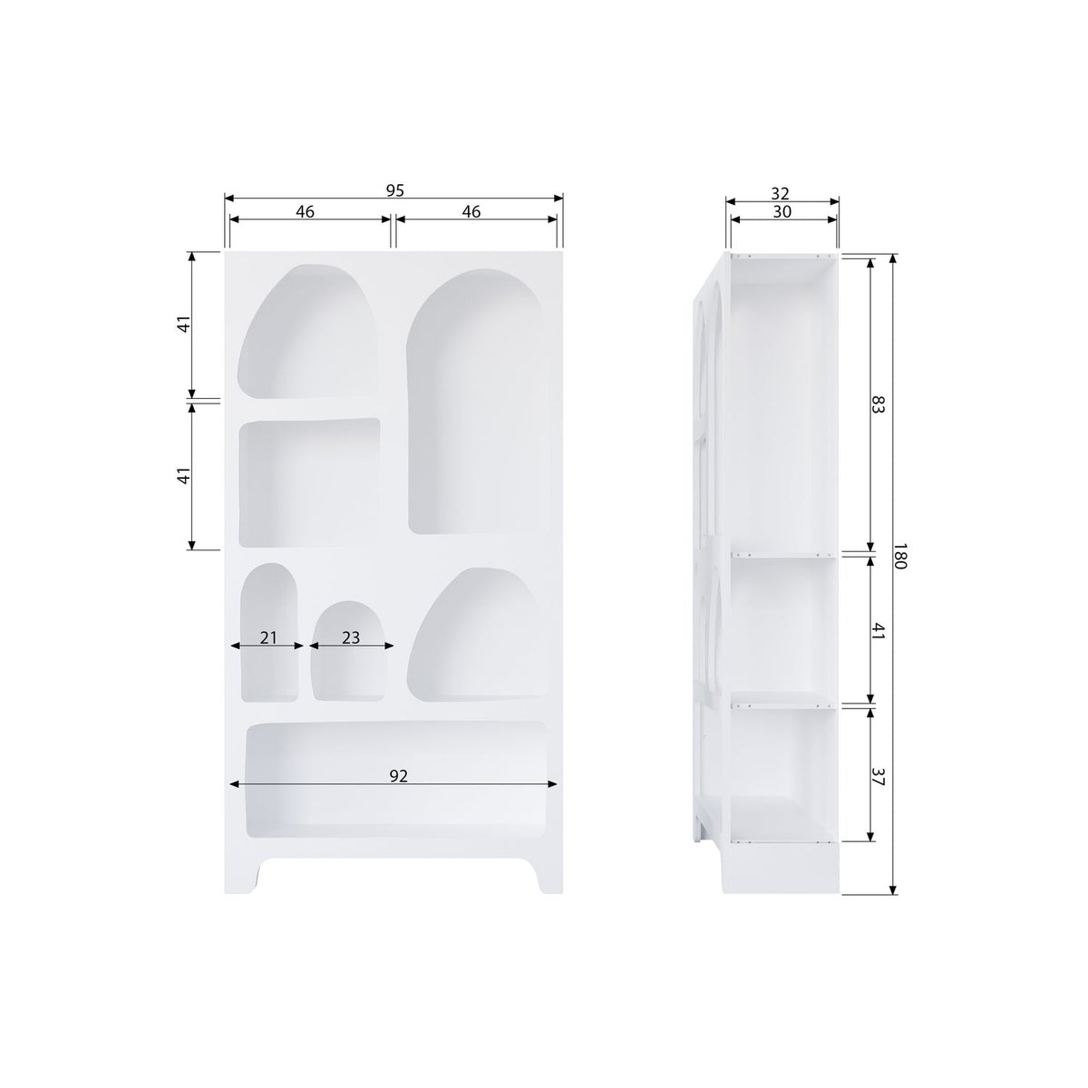 Libreria Japandi Caz con archi wide bianco