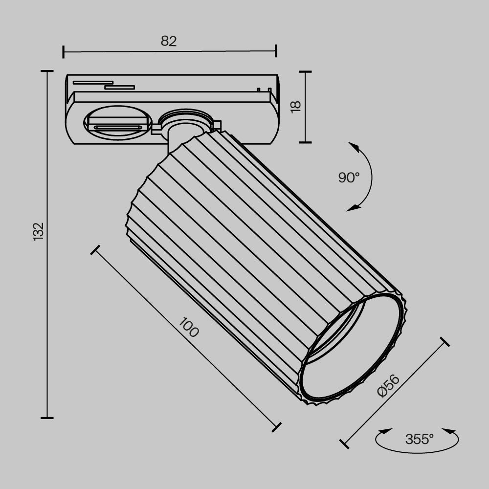 Faretto orientabile per sistema binario monofase Calipso - 10W