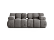 Divano Modulare in Velluto, "Bellis", 2 Posti, 188x94x70 - Grigio Chiaro