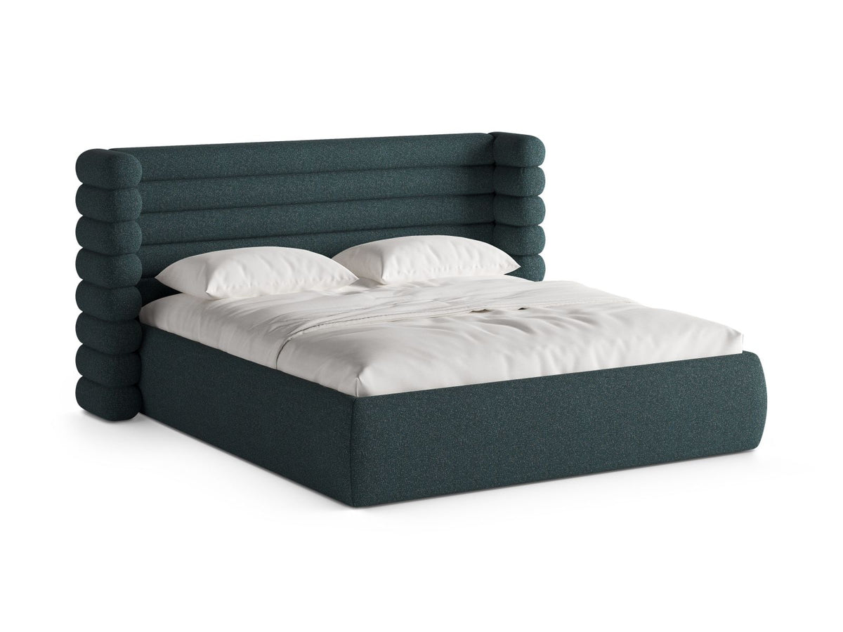 Letto con Contenitore e Testata, "Mount", 228x256x120 - Verde Blu Melange