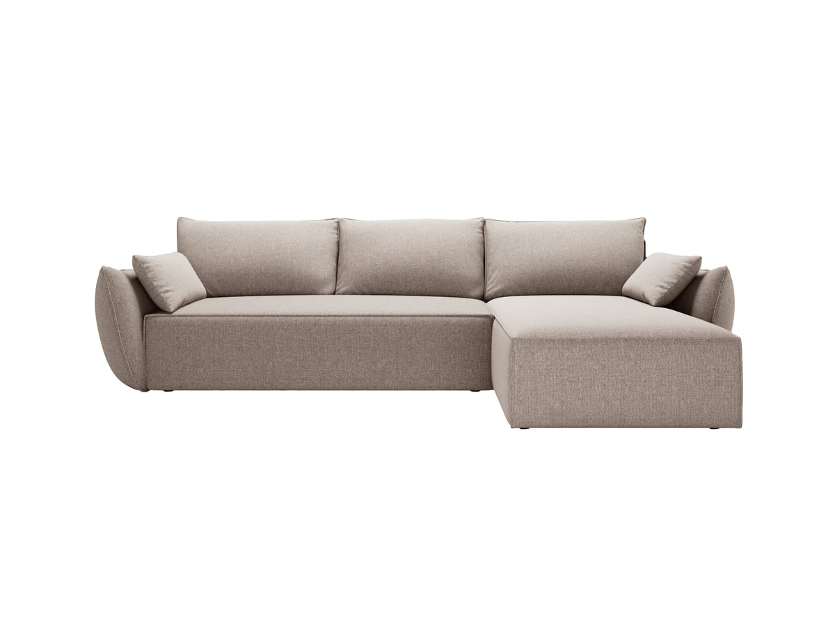 Divano Angolare Destro Letto con Contenitore, "Kaelle", 4 Posti, 252x165x87 - Beige