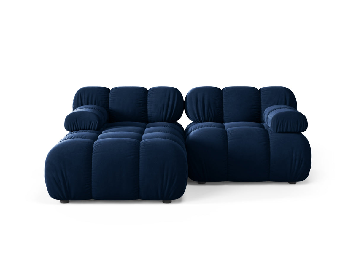 Divano Angolare Modulare Sinistro in Velluto, "Bellis", 3 Posti, 188x155x70 - Blu Royal