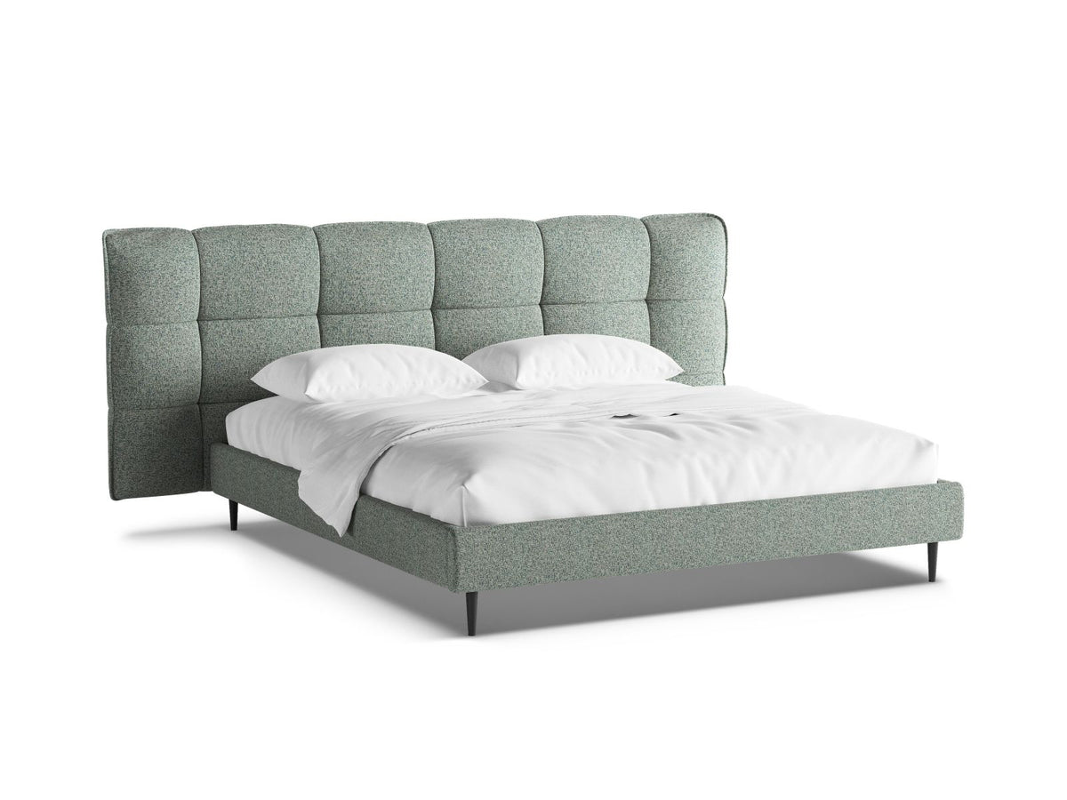 Letto con Contenitore e Testata, "Eric", 220x250x114 - Verde Muschio Melange