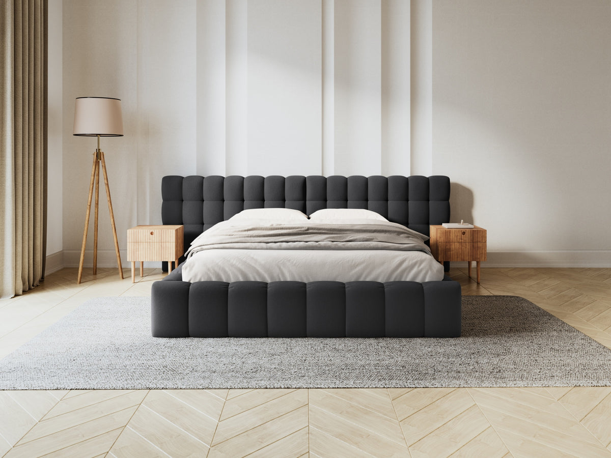 Letto contenitore con testiera doppia, "Mamaia", 230x200x100